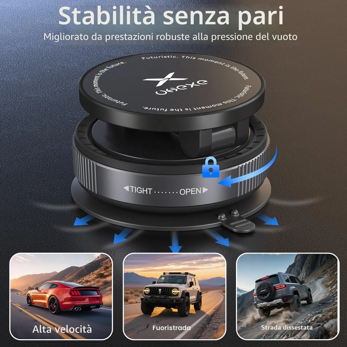 Supporto da auto magnetico con ventosa per telefono cellulare Magsafe, Supporto telefono auto a ventosa ultra regolabile 360° per iPhone 17 Pro Max 16 15 14 13 12 Air Plus (Nero)