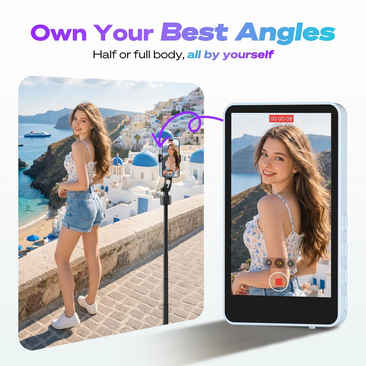 SYNCO XView Monitor Vlog per iPhone 17 - Schermo Selfie Magnetico Wireless 1080P/4K per Fotocamera Posteriore, Portata 50m, Batteria 3 Ore con Altoparlante Integrato per Live Youtube e TikTok (Blu)