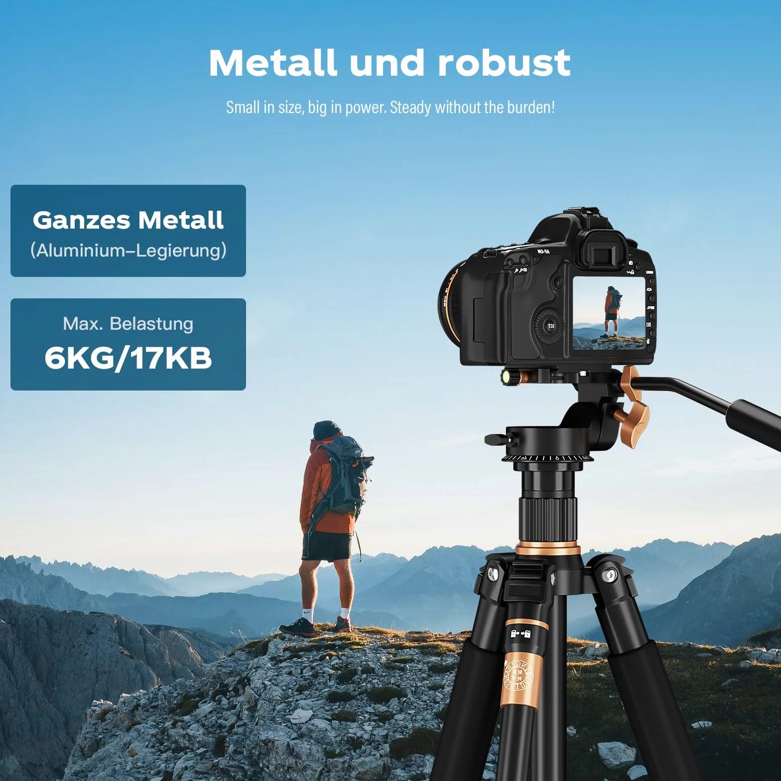 Soonpho Q-08S Testa Fluida Panoramica in Metallo di trascinamento del fluido con impugnatura estesa per videocamere DSLR, piastra scorrevole a vite da 1/4 3/8" Testa a treppiede rotante a 360 gradi