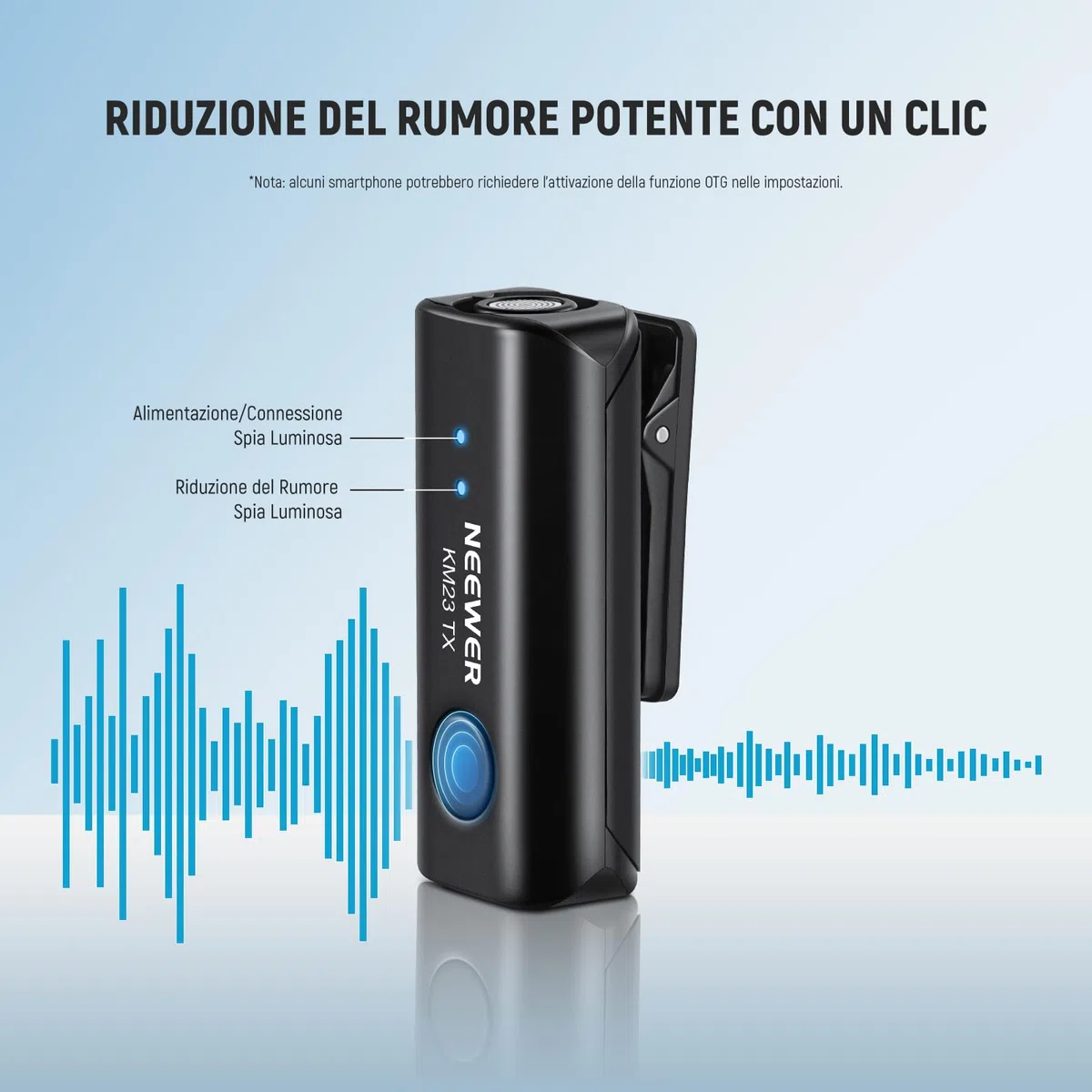 Neewer Kit Microfono Lavalier Wireless per USB C, Microfoni a Condensatore Omnidirezionali Compatibili con iPhone 15 Samsung Android Phone, Mini Lav Mic Anti Rumore per Vlogging Streaming Live, KM23