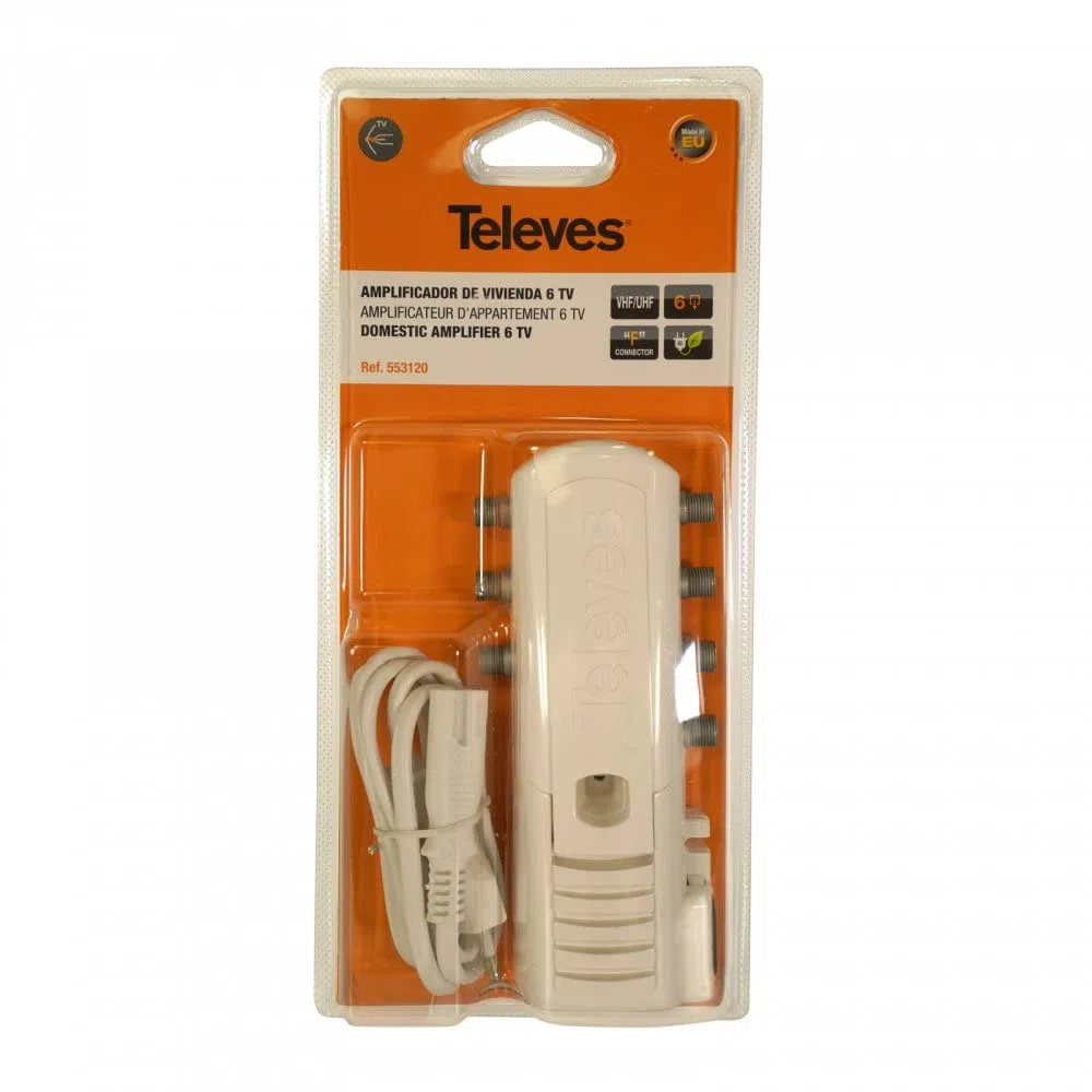 Amplificatore alloggiamento "F" 6 uscite: VHF/UHF - LTE700 Ready - TELEVES 553120