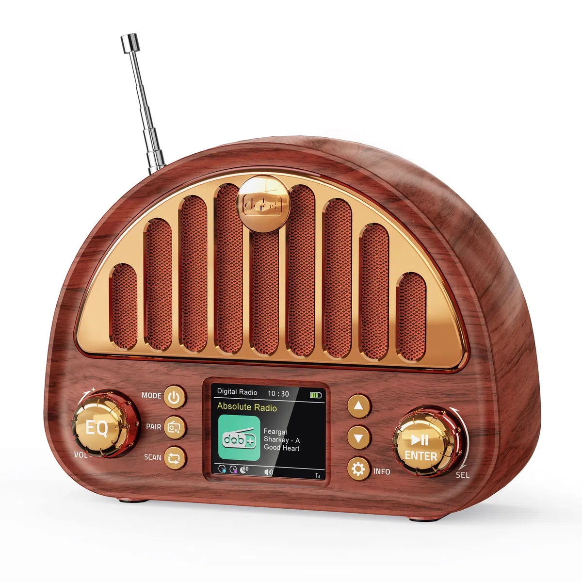 Mesqool Radio portatile DAB+/FM, radio retrò con Bluetooth 5.0, radio nostalgica, piccola con batteria da 3000 mAh e display a colori, effetto audio EQ, 80 preimpostazioni, porta TF/AUX, doppia