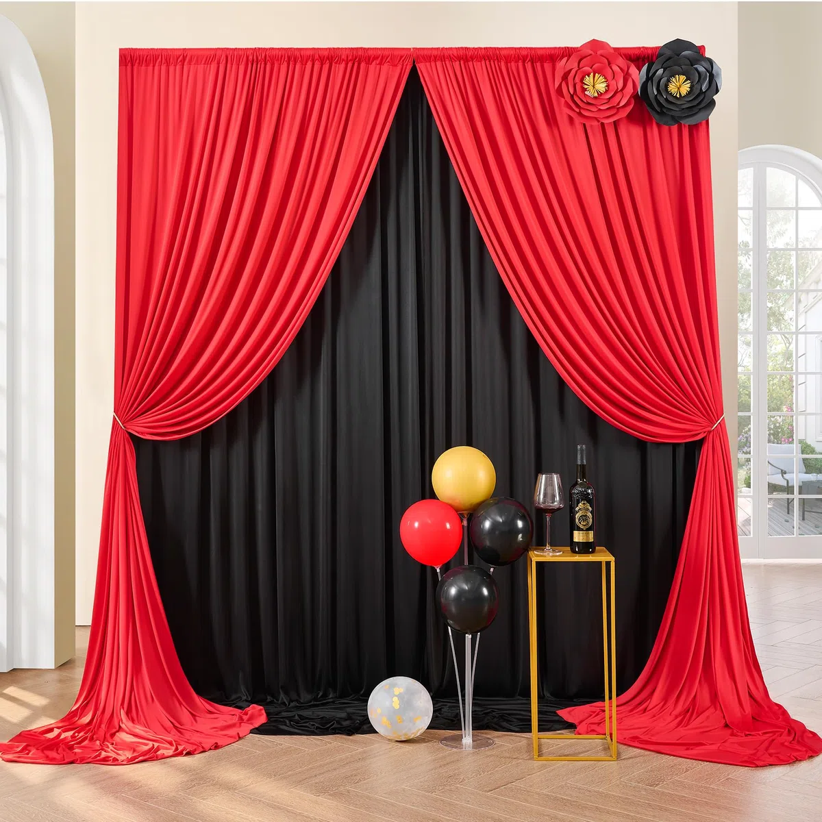 HBBMAGIC 3m x 3m Tenda di sfondo rosso per la festa di nozze, tende di sfondi per pareti fotografiche senza rughe per il battesimo di compleanno Baby Shower