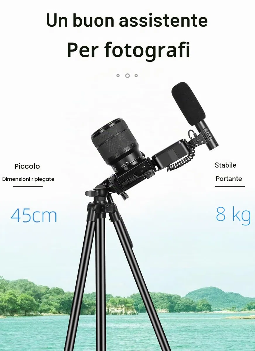 Kit per vlogging su YouTube, per iPhone/Androidphone/telecamere Supporto per telefono per registrazione video con treppiede estensibile/microfono/luce di riempimento/telecomando di cattura