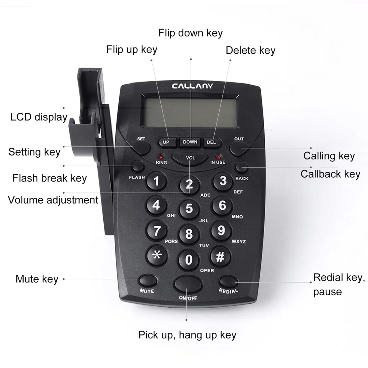 Bewinner Cuffia con Tastierino per Call Center Telefono, Telefono con Filo con Tastierino per Cuffie Cancellazione del Rumore FSK DTMF ID Chiamante, Cuffie Telefoniche per Call Center da Casa Ufficio