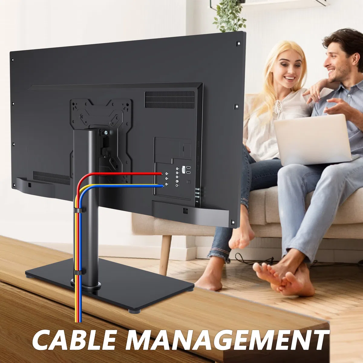 XINLEI Supporto per TV Universale, Supporto da Tavolo per TV LCD/LED da 17-43 Pollici Fino a 88 libbre, Supporto per Monitor Regolabile in Altezza con Base in Vetro Temperato VESA 200x200mm, TS103