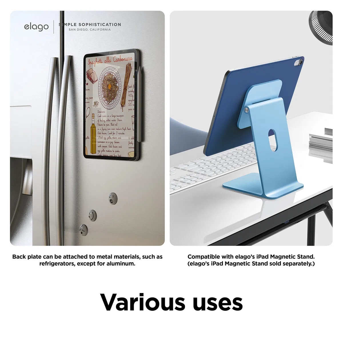 elago Custodia Folio Magnetica per iPad (A16), iPad 10a Generazione [10.9 pollici] - Piastra Posteriore Attaccabile ai Materiali Metallici, Compatibile con Apple Pencil (Blue)