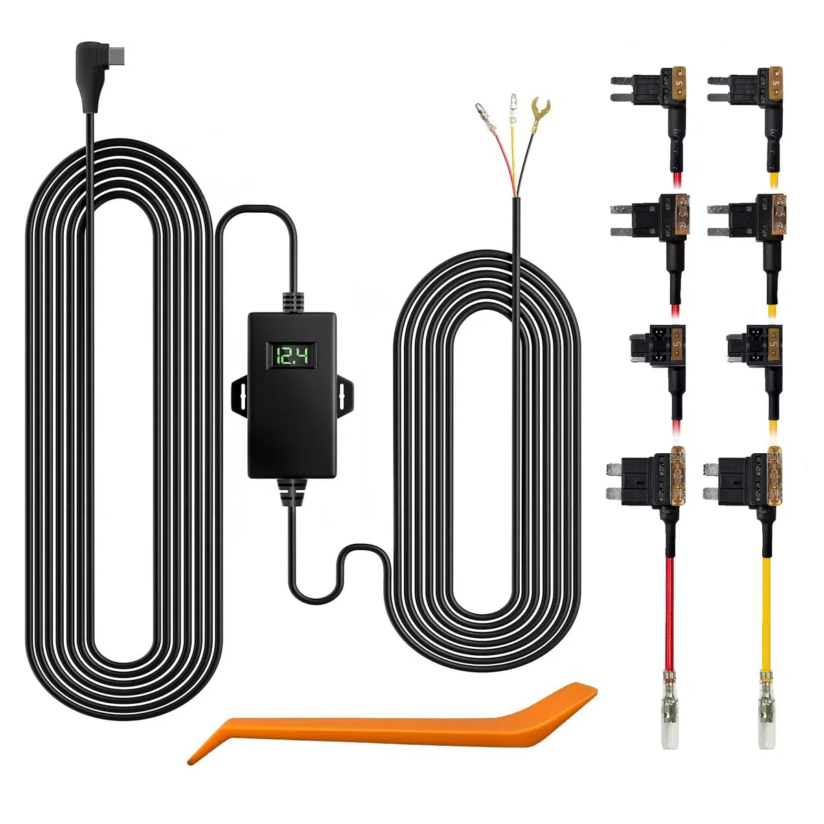WOLFBOX Acc Hardwire Kit per G840S/G930/G850/G900/G840H, non adatto per D07, kit di cavi per auto HardWire di tipo C per fotocamere Dash con protezione da scarica della batteria