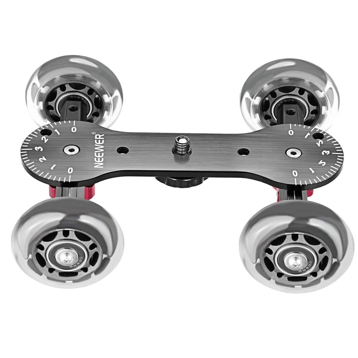 Neewer Carrello scorrevole da tavolo per fotocamera in scala con capacità di carico di 10 kg, aste in alluminio, ruote in gomma girevoli da 1/4" 3/8", filettatura a vite per videocamere DSLR (nero)