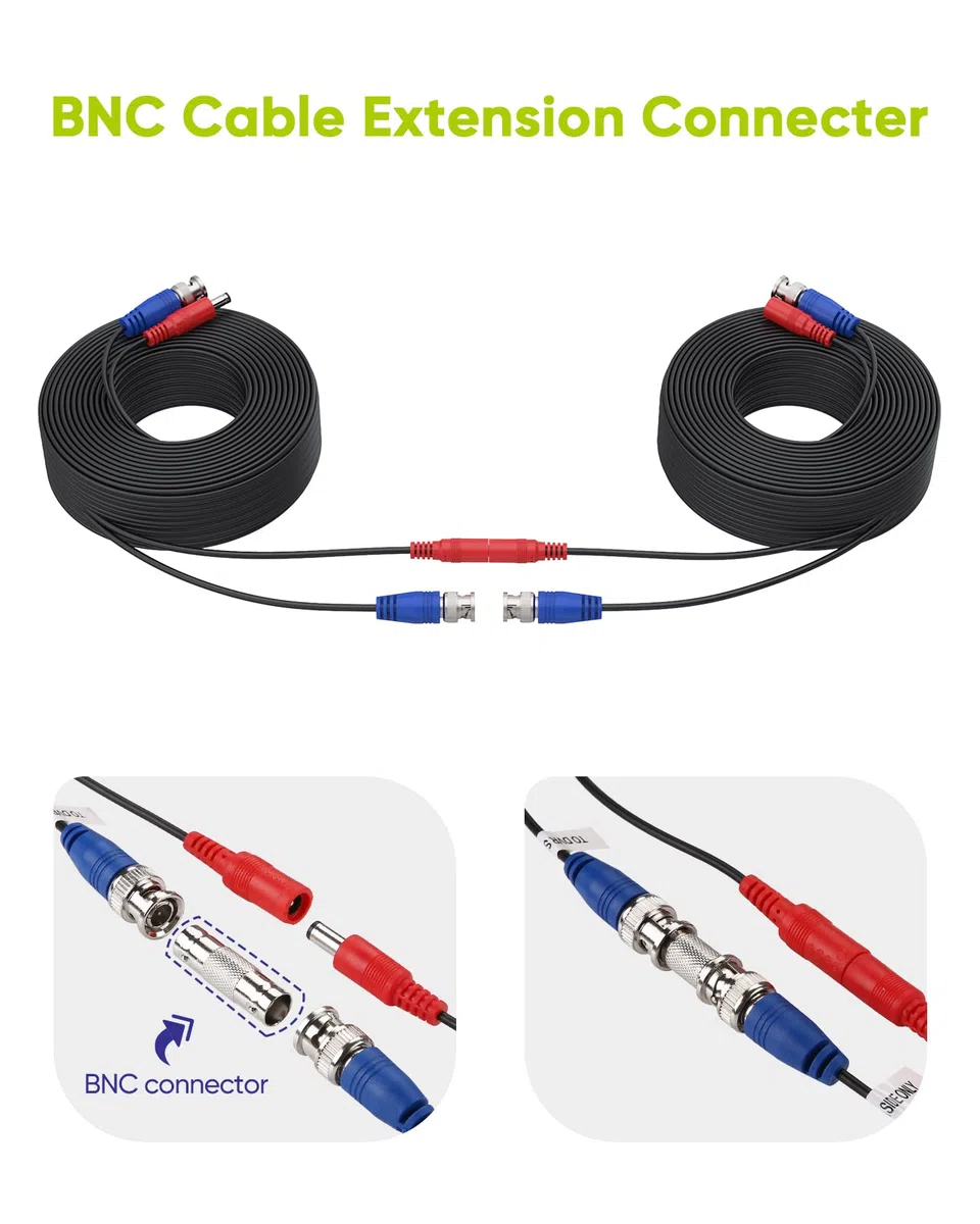 SANNCE Generico Video BNC e Cavo di Alimentazione con Connettore per CCTV Telecamera di Sorveglianza/Sicurezza Connettore 30 m/100 piedi