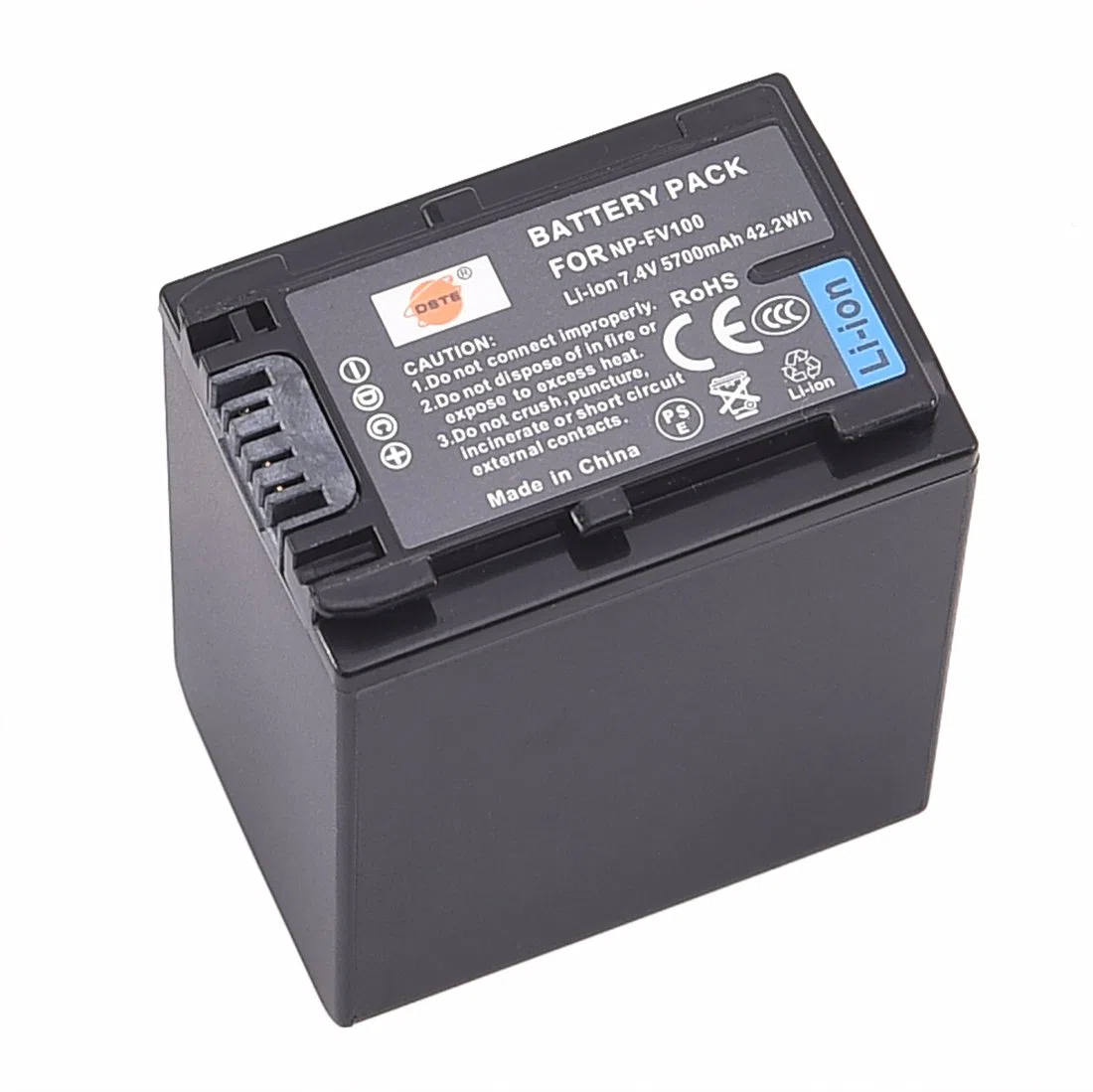 DSTE - Batteria di ricambio compatibile con Sony NP-FV100 DCR-SR15 SR21 SR68 SR88 SX15 SX21 SX44 SX45 SX63 SX65 SX83 SX85 HDR-CX105 CX110 CX115