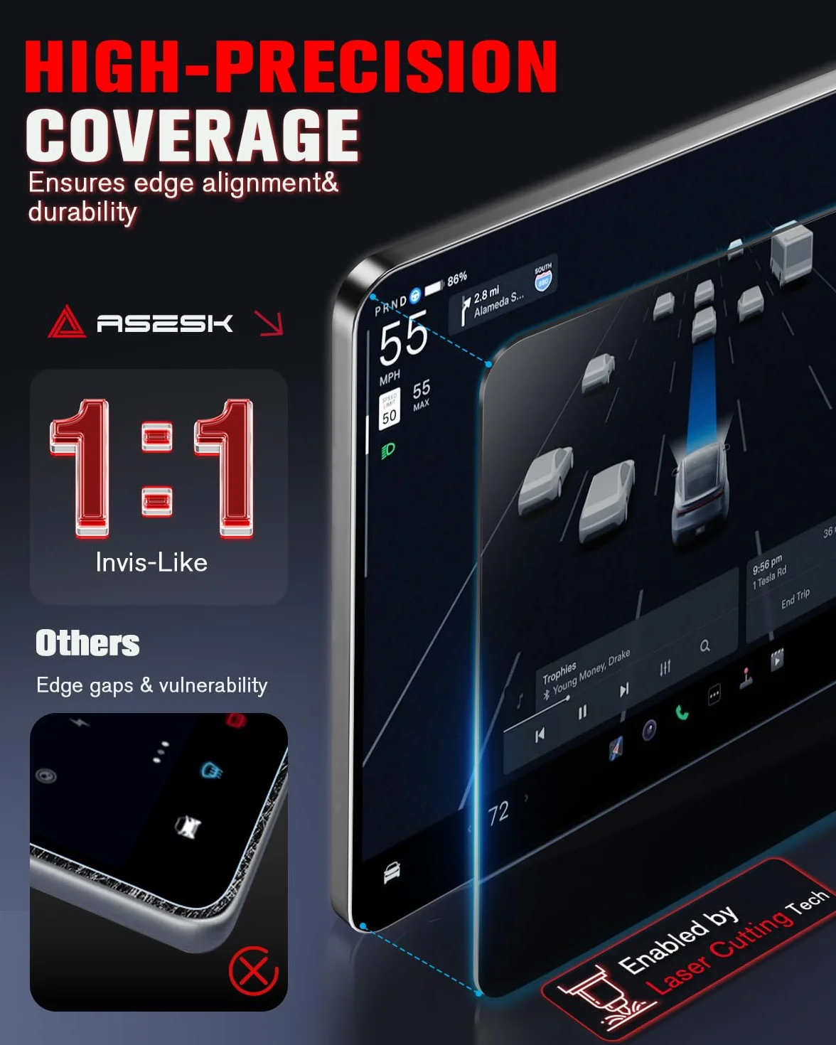 2 Pezzi 15,4" + 8" Pellicola Protettiva [anti-glare] per Tesla model 3 Highland 2024-2026 e Model Y 2025 Juniper accessori [Non adatto al Model Y 2026], 9H vetro temperato, con kit di montaggio