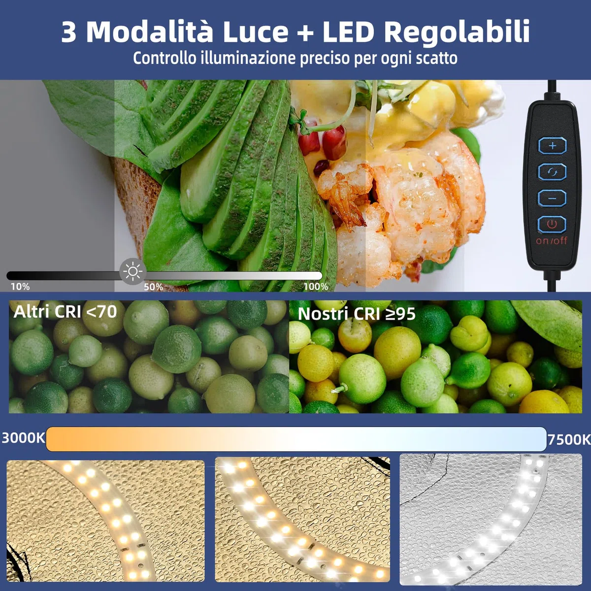 Scatola Luce Fotografica Portatile 30x30cm | 120 LED Regolabili (Luce Bianca/Fredda/Calda) | 6 Sfondi PVC | Tenda Superiore per Gioielli | Kit Studio Fotografico Professionale