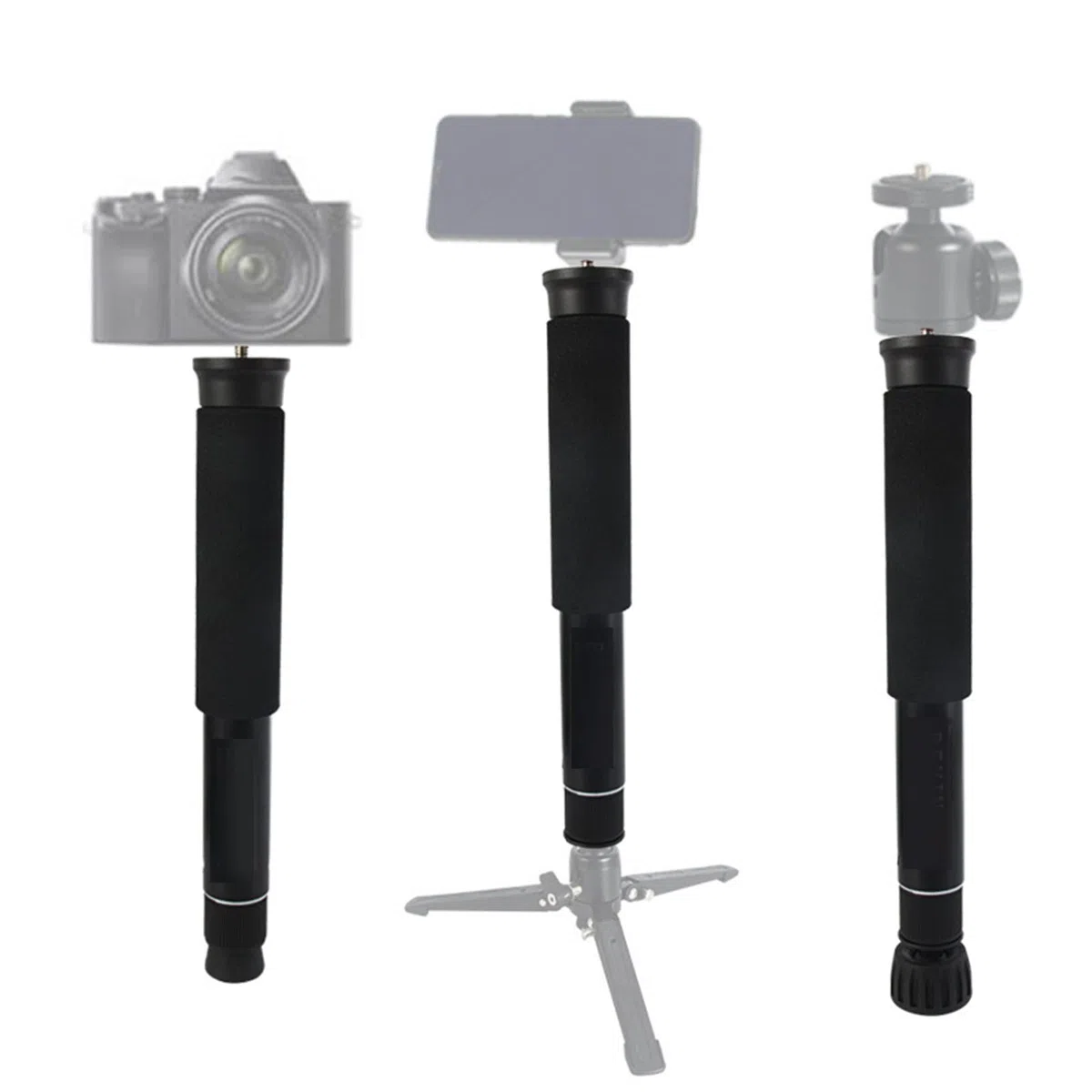 Monopiede per Fotocamera da 62 Pollici, Monopiede per Impieghi Gravosi a 8 Sezioni, Bastoncino da Trekking per Unipiede Fotografico in Alluminio con Vite di Conversione da 1/4 a