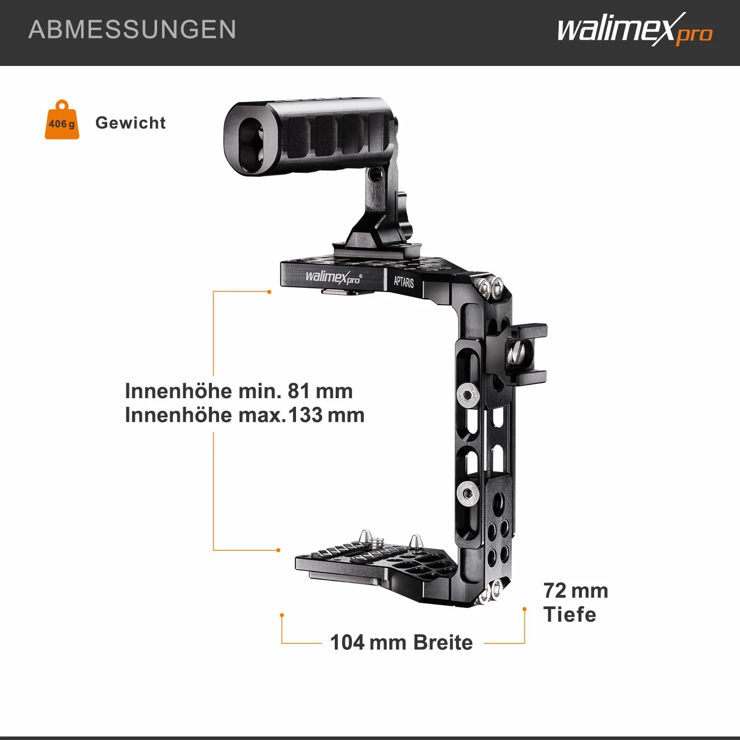 Universal Walimex Pro Aptaris XL MK II cage/Rig-System per fotocamera DSLR/sistema con slot per fotocamera