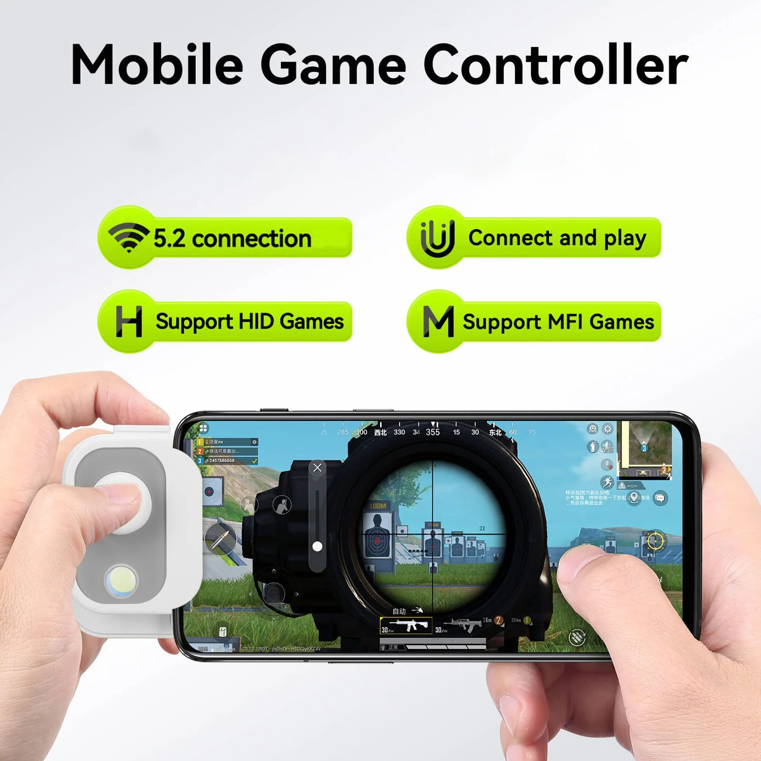 Joystick per Controller di Gioco Mobile per Telefono Android, Gamepad di Gioco per Smartphone Bluetooth 5.2 Tipo C, Controller di Gioco Joypad per Schermo di Controllo del Gioco (Bianco)