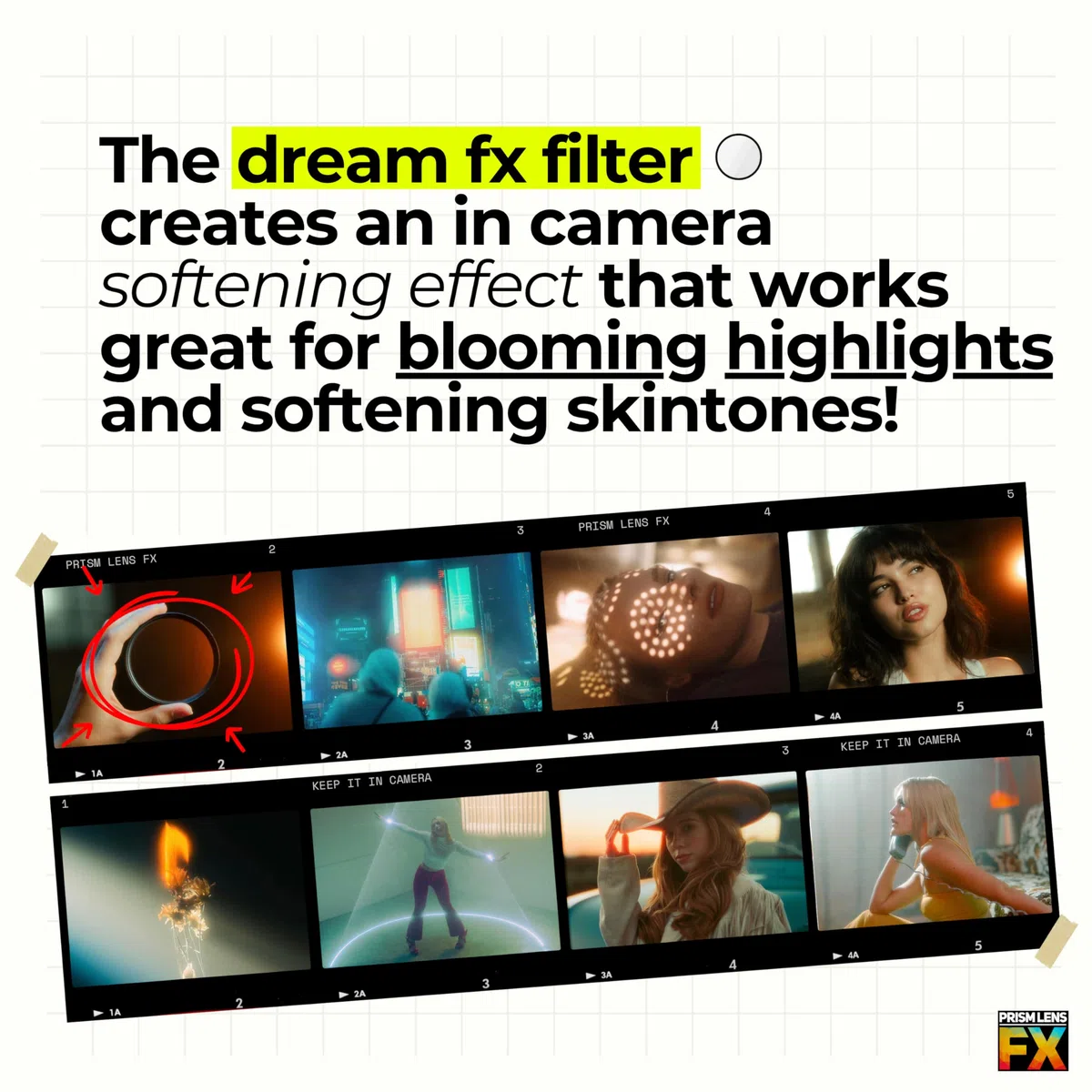 Prism Lens FX Filtro Dream FX | Filettatura circolare da 49 mm | Diffusione di forza 1/8 | Crea un effetto ammorbidente da sogno nella fotocamera! | Compatibile con DSLR e Mirrorless | Con sede negli