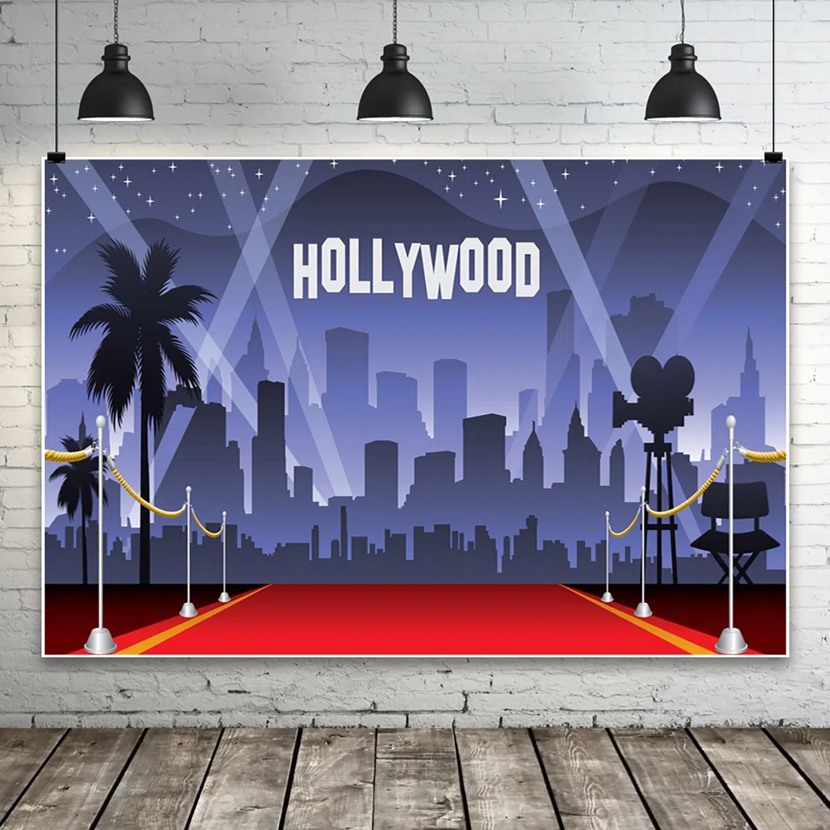 Tintecce Hollywood Red Carpet Sfondo 3x2m Notte Tema Premi Cerimonia Architettura Urbana Stellato Spotlight
