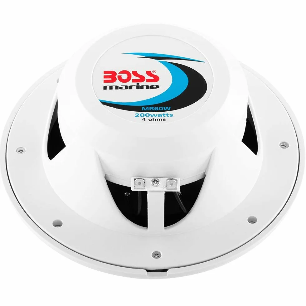 2 altoparlanti marini KIT PER BOSS AUDIO MR60W 2 vie 6,5" 16,50 cm 165 mm 100 watt rms 200 watt max impermeabili mare piscina barca, a coppia + 5 sticker omaggio