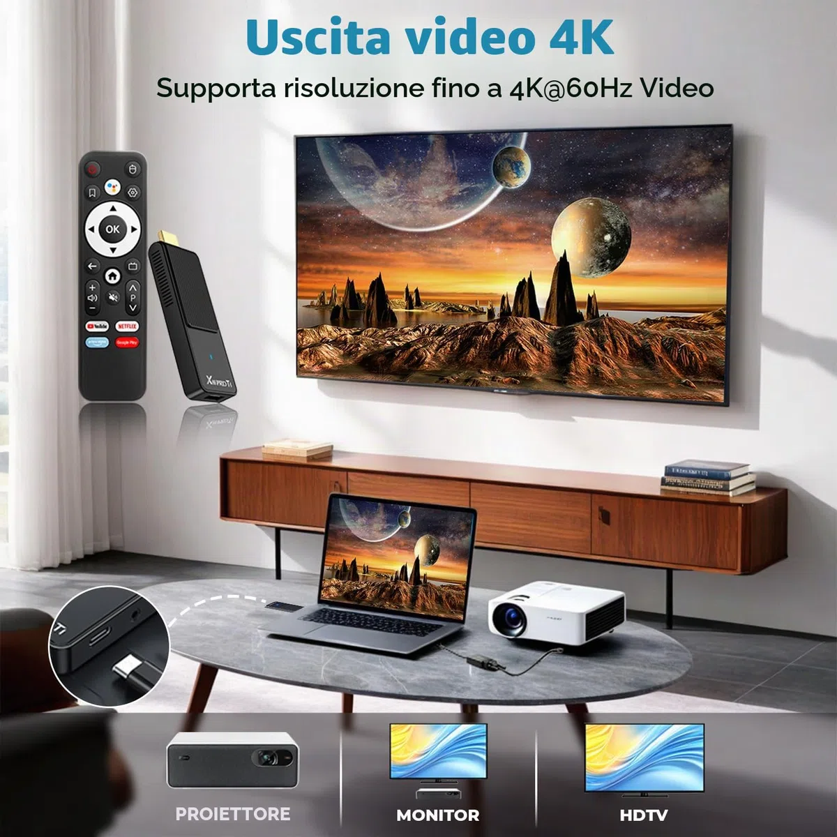 GREVA TV Stick 4K Ultra HD Streaming Dispositivo 2025 Ultimo Android 14.0 TV Stick con Telecomando Vocale GG Assistant Streaming Media Player 2GB 16GB HDR/AV1/2,4G/5G WiFi/BT 5.0, Smart TV Box Nero
