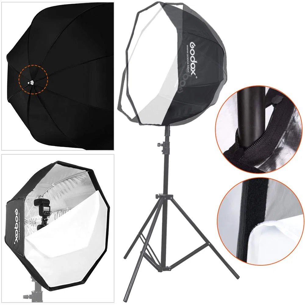 GODOX 120 cm / 47.2in Portatile Softbox Ottagonale Ombrello Riflettore per Studio Photography Speedlite Flash