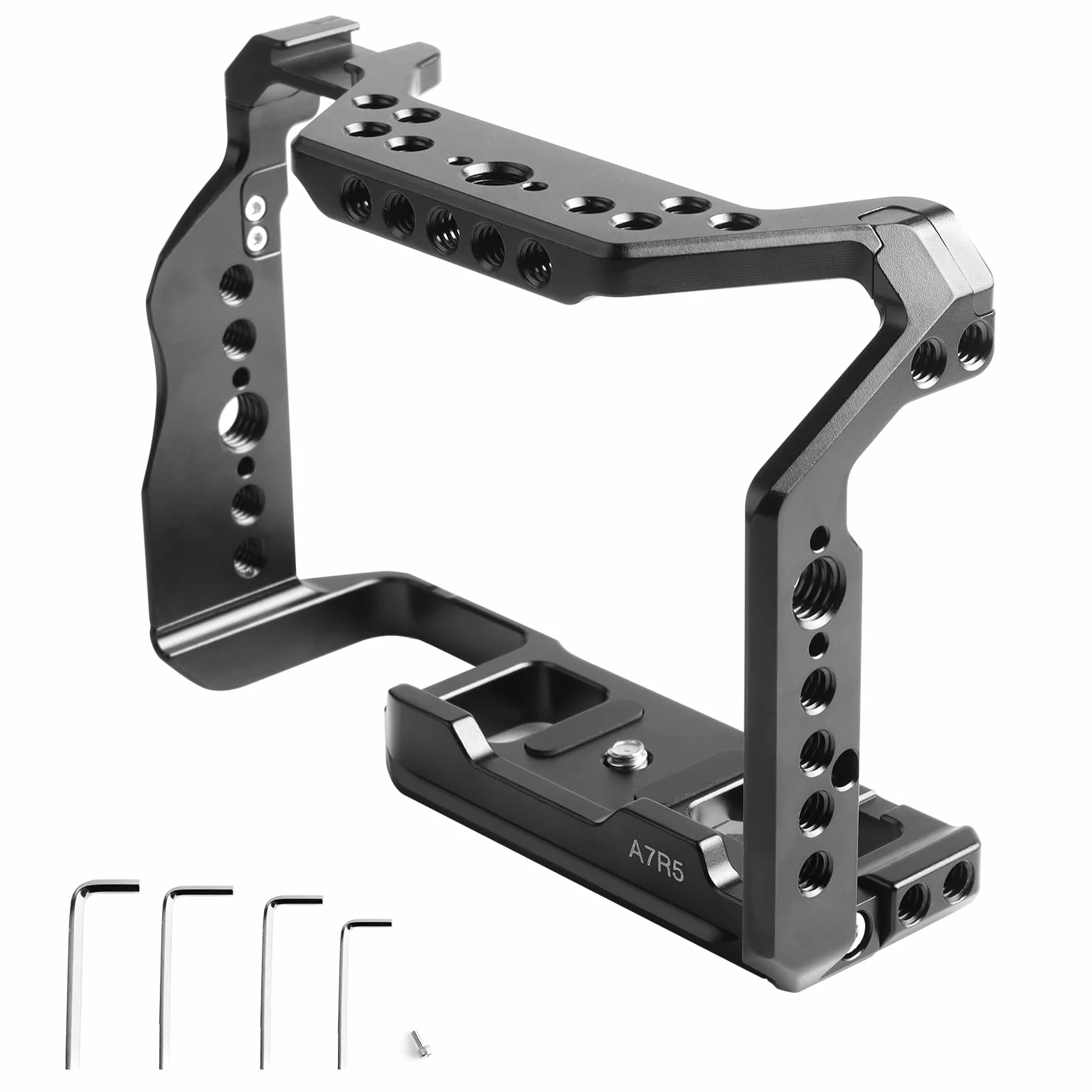 ILCE-7RM5/A7RM5/A7R5 Gabbia per fotocamera, Alpha A7R V Cage con attacco Cold Shoe per ARCA e compatibile con interfaccia ARRI 3/8" e per filmmaking o Vlog