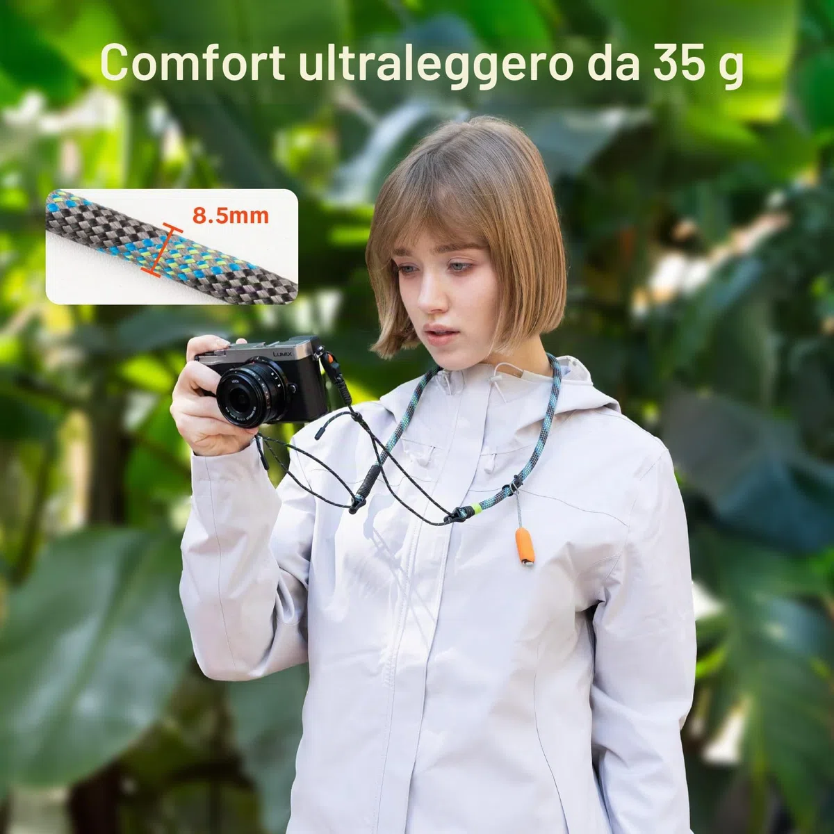 PGYTECH Cinturino per Fotocamera Slim Regolabile con Sgancio Rapido 820-1360mm Leggero per Fotocamere Mirrorless/Compatte/Instax/Digitali, Stile Outdoor