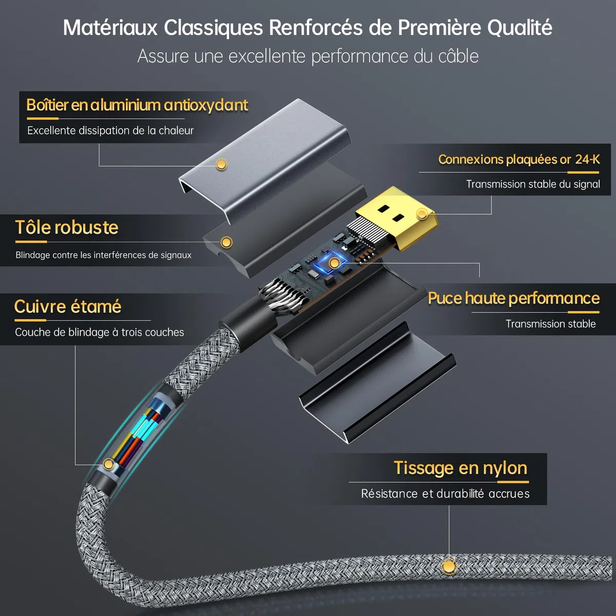 Cavo DisplayPort 1.4 a HDMI 2.1 2M - 8K@60Hz, 4K@240/144Hz, Unidirezionale DP a HDMI, supporto VRR/HDR/HDCP 2.3/DSC 1.2 per computer portatile/PC/scheda grafica a monitor/TV/proiettore