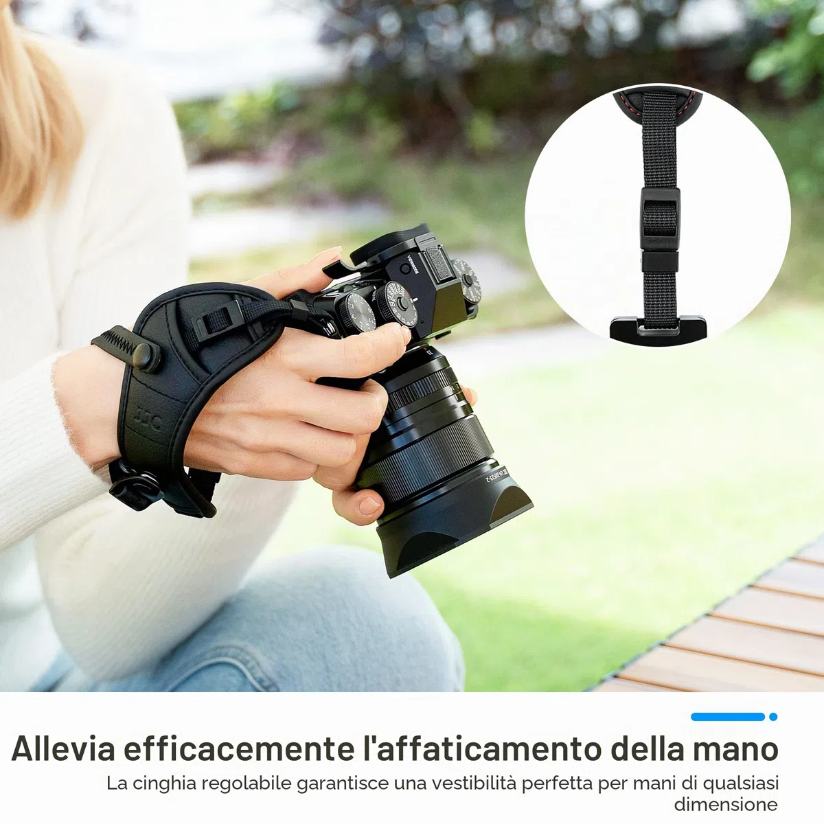 JJC Cinghia da Polso per Fotocamera DSLR con Piastra Tipo Arca per Canon EOS 6D 5D 7D 2000D 90D 80D Powershot SX70 Rebel T8i T7i Nik. D750 D780 D850 D7500 D7200 D5600 Coolpix P1000 (ROSSO)