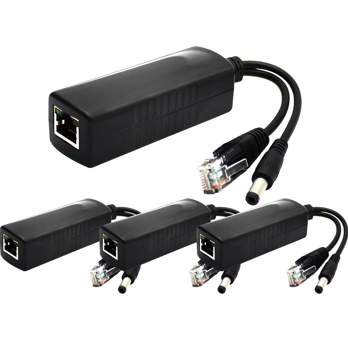 ANVISION 4-Pack Active PoE Splitter Adattatore IEEE 802.3af Conforme 10 / 100Mbps, uscita DC 12V per telecamera IP Wirelss AP Router VoIP Telefono AV-PS12