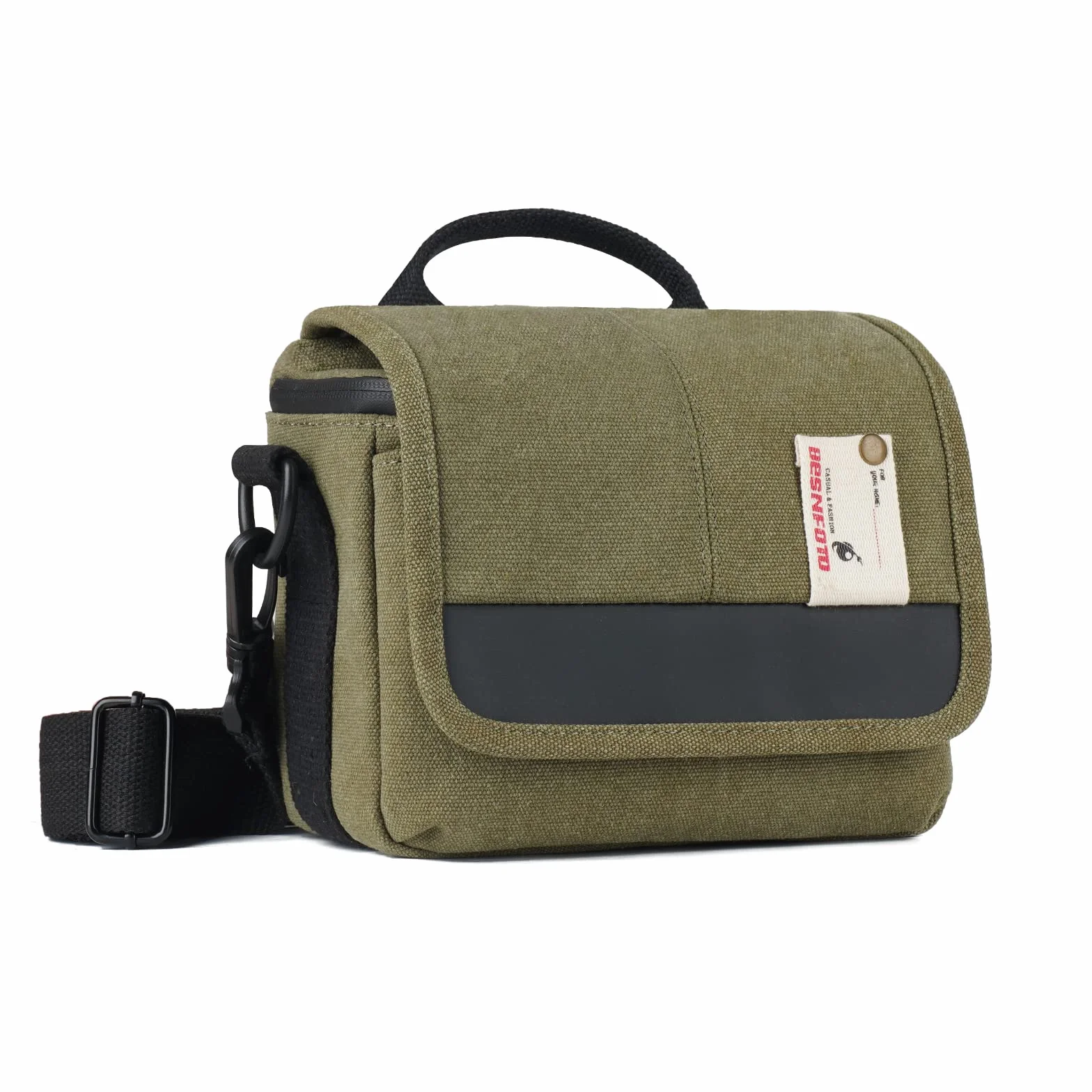 Besnfoto Borsa a tracolla senza specchio per fotocamera Canon, Verde militare, piccola