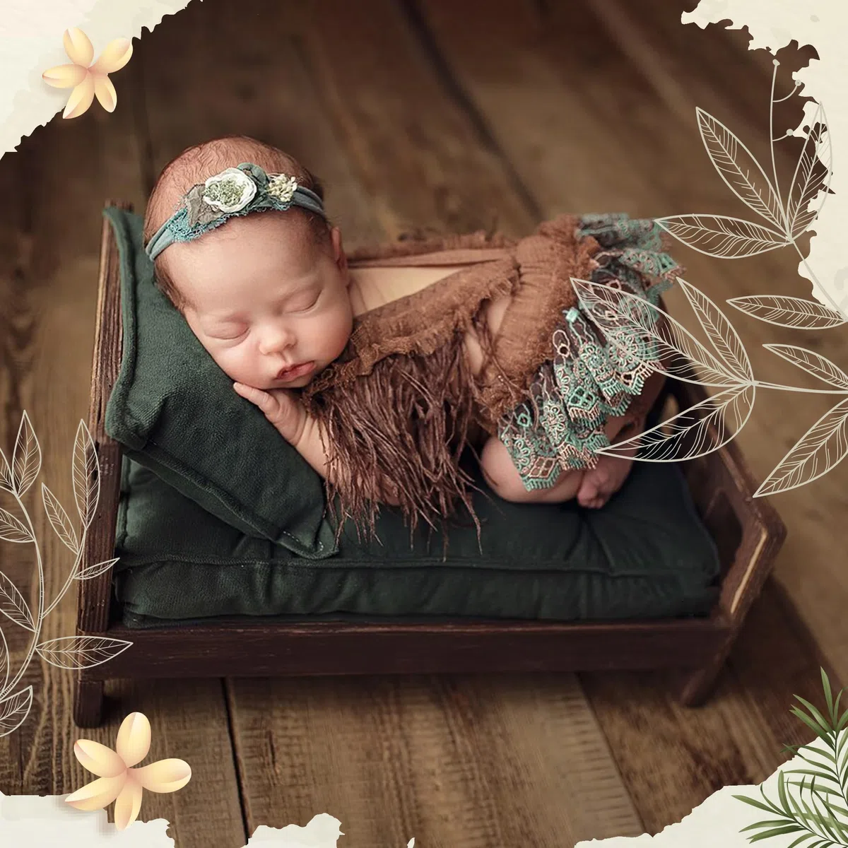 Marrone Letto Foto Puntello, Neonato Fotografia Puntello Di Scena, Neonato Posato Nel Letto Minibletto, Letto In Legno Vintage Baby Foto Oggetto di Scena Letto Bambola Nido Animale Domestico