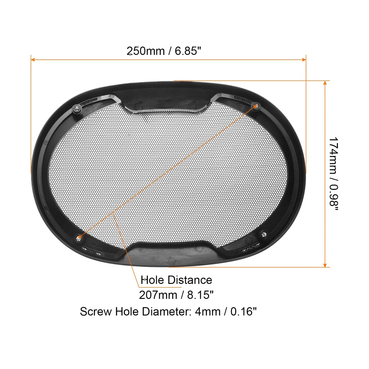 QUARKZMAN 2pz 6" x 9" Altoparlante Griglia Rete Decorativa Ovale Woofer Guardia Protezioni Copertina Parti Nero
