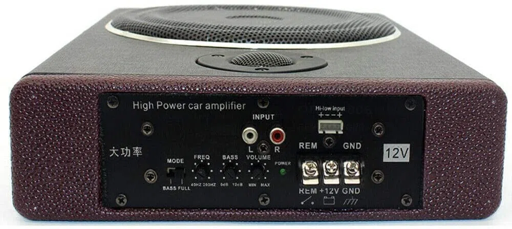 Subwoofer attivo per auto, 600 W, 12 V, autoradio ultra sottile, in acciaio inox, subwoofer con amplificatore integrato, subwoofer audio per auto/camion, nero