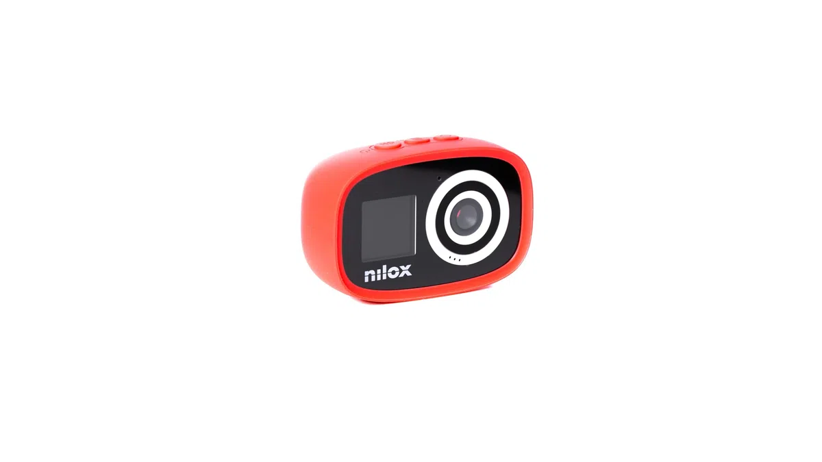 Nilox, Action Cam Kidscam, Action Camera Risoluzione 12Mp, Schermo LCD 1.4", Connessione Wifi, Resistente all'Acqua IP67 con Custodia Protettiva, Batteria 700 mAh, Memoria SD fino a 32 GB, Rosso