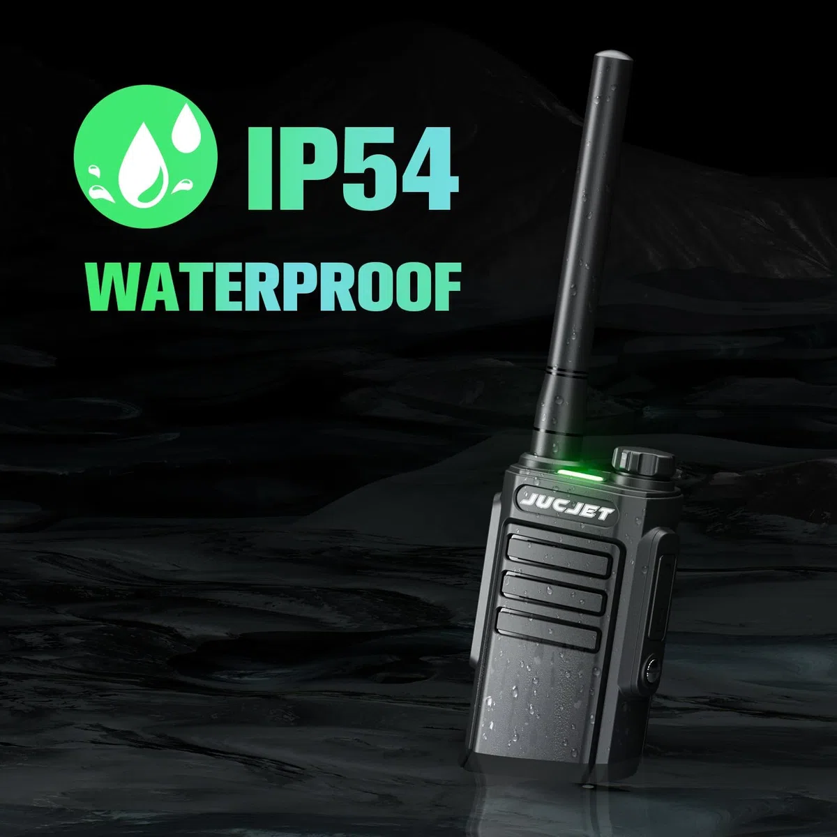 EP31 PMR446 Walkie Talkie, Walkie Talkie ricaricabili impermeabili IP54 con 16 canali, cavo di ricarica TPYE C 2 in 1, con stazione di ricarica USB, auricolari originali(Nero, 2 Pezzi)