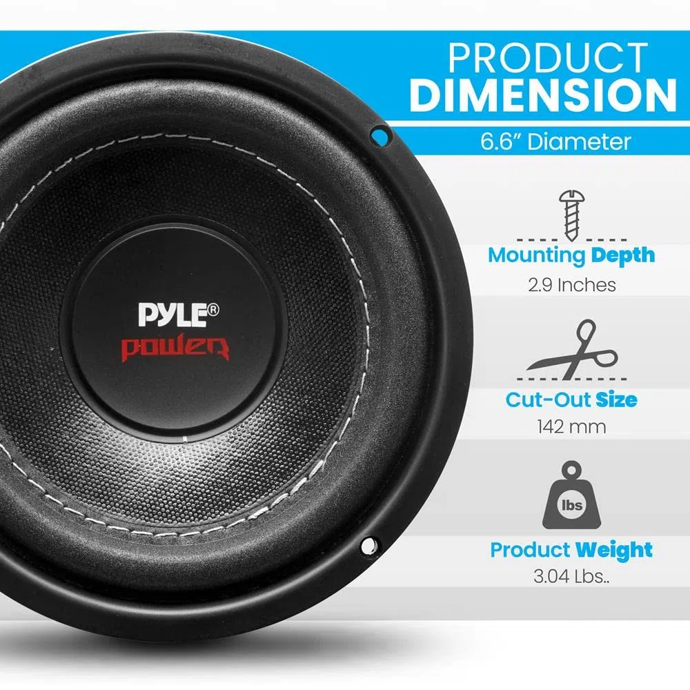 1 PLPW6D subwoofer 16,5 cm 6,5" da 300 watt rms 600 watt max doppia bobina da 4+4 ohm dvc dual voice coil per cofano bagagliaio auto, 1 pezzo