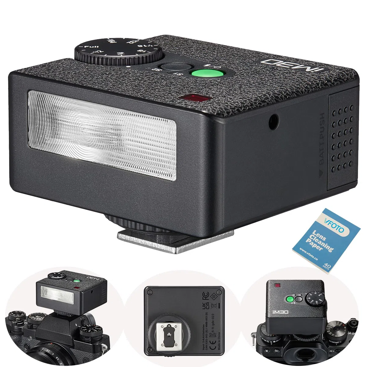 GODOX iM30 Mini Flash GN15 CCT 6500K Tempo di Riciclo 3.6s iFlash con 7 Livelli Potenza, On-Camera Flash Speedlite per Sony Canon Nikon Fuji Olympus Fotocamere