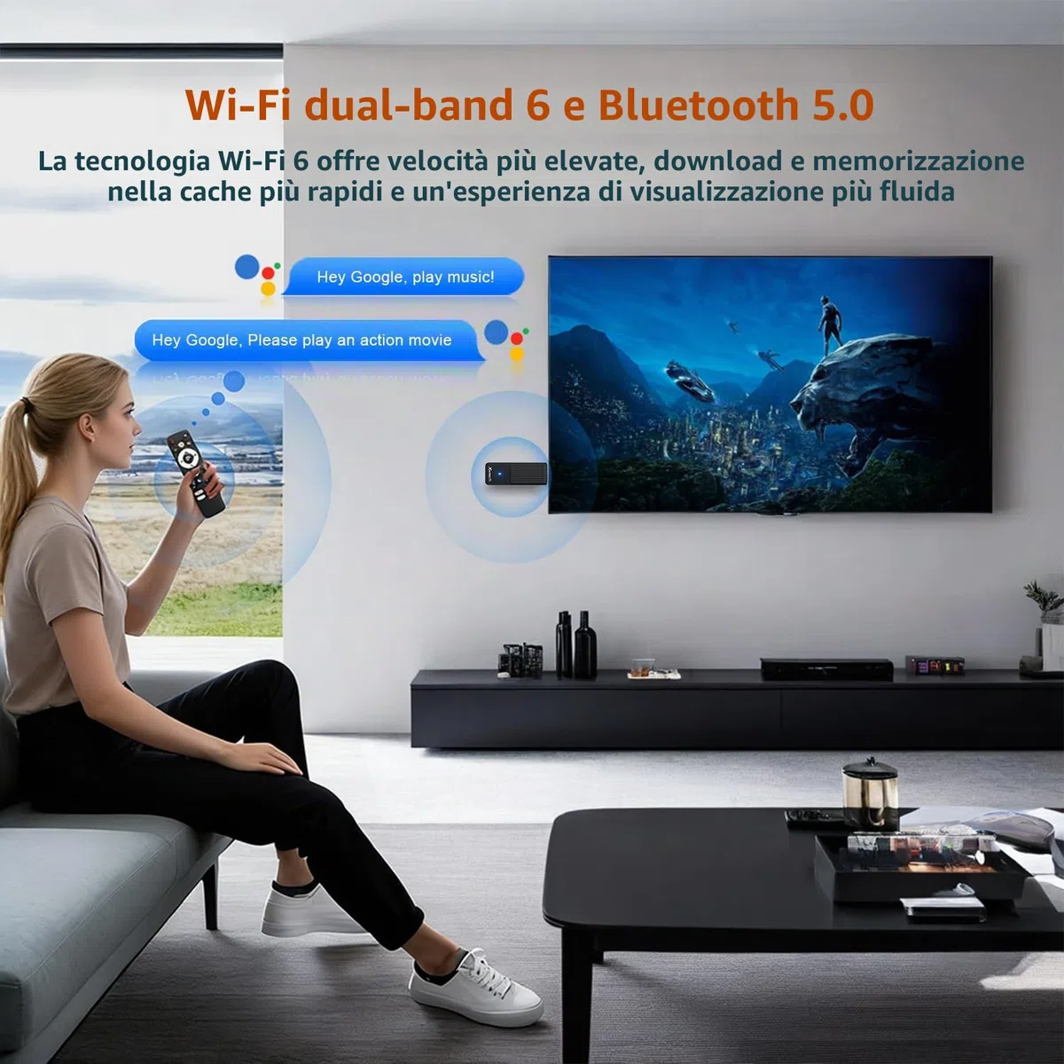 Android TV Stick 14.0 Ultima Versione 2026 4K Ultra HD TV Stick Box 2 GB RAM 16 GB ROM RK3518 CPU Supporta WiFi 6 BT 5.0 2,4/5 GHz, HDR10 Smart Streaming Media Player con Telecomando Vocale Assistente
