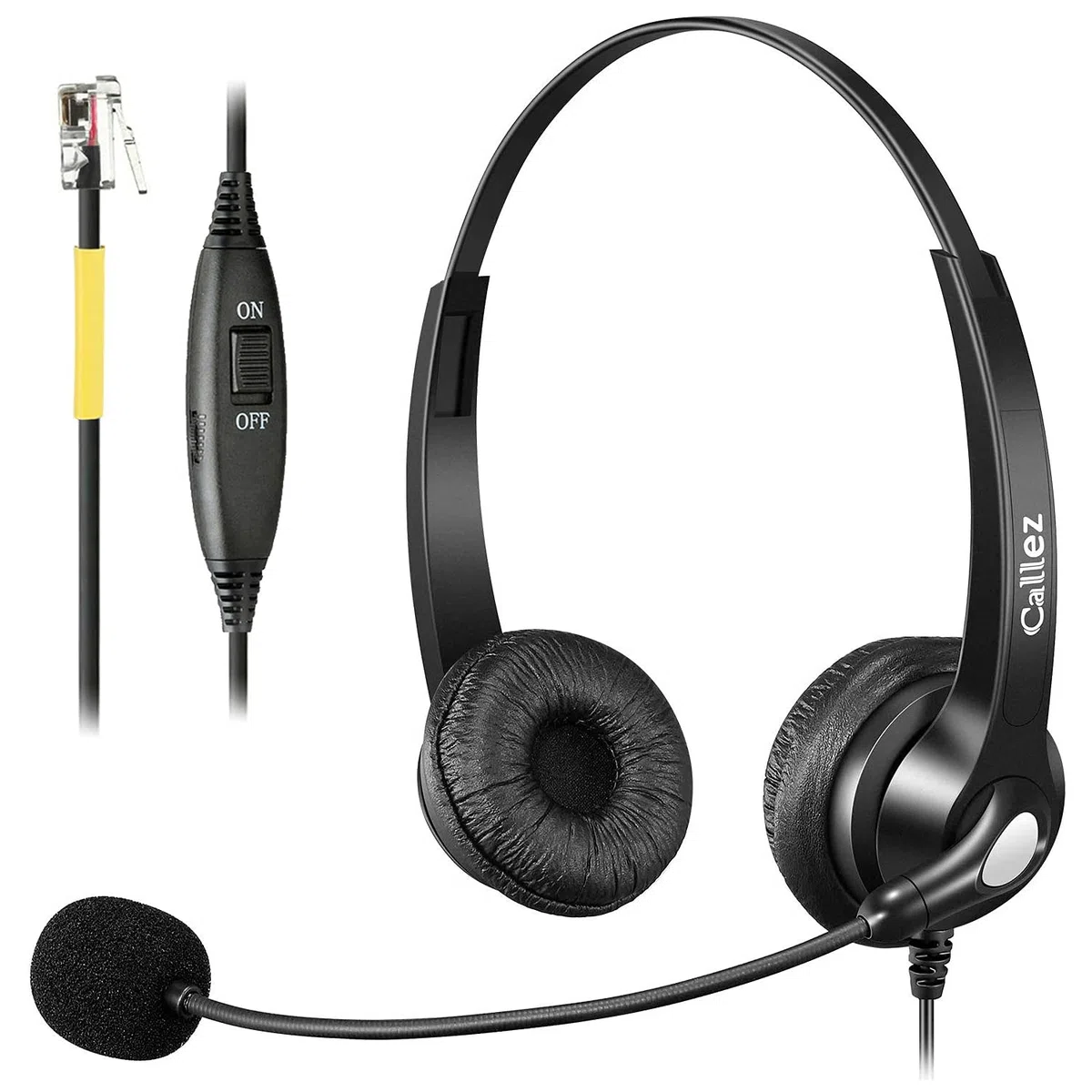 Callez Cuffie Telefono Fisso RJ9 con Microfono a Cancellazione del Rumore, Auricolare Telefonica Compatibile con Grandstream GXP1630 1625 2170 Yealink SIP-T21P T23G T41S T46 Snom D785 Avaya 1608