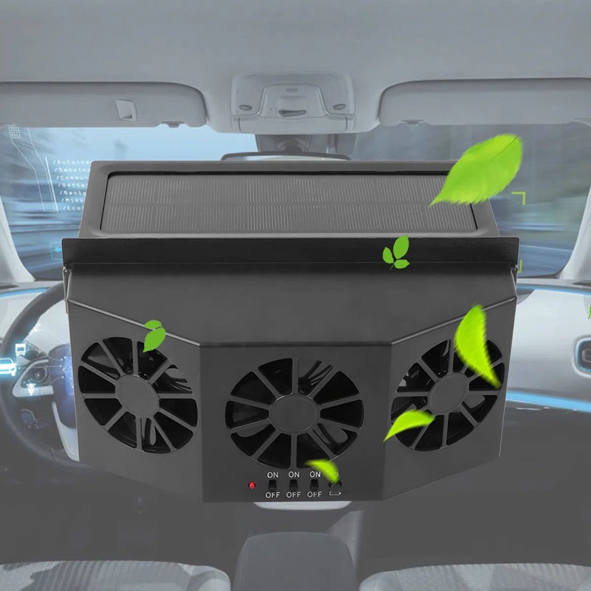 Denash Ventola di Raffreddamento per Auto Portatile, Ventola Solare per Auto, Ventilatore per Auto, per Ventilatore per Auto