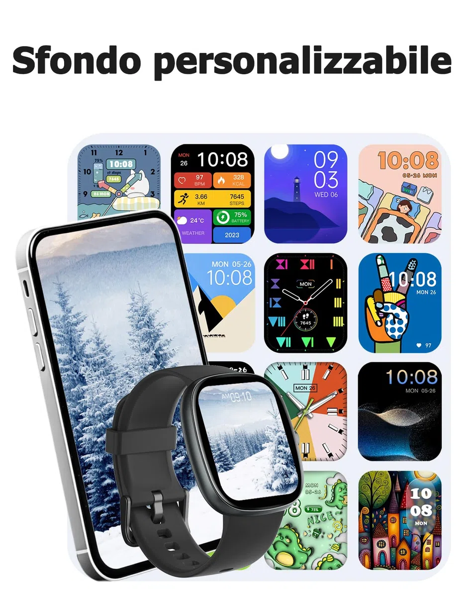HUAKUA Smartwatch Uomo Donna Chiamate per Android iOS Impermeabile 5ATM 30 Giorni Standby Notifiche Contapassi Cardiofrequenzimetro SpO2 Sonno Ciclo Mestruale Orologio Fitness AMOLED Bluetooth 5.4