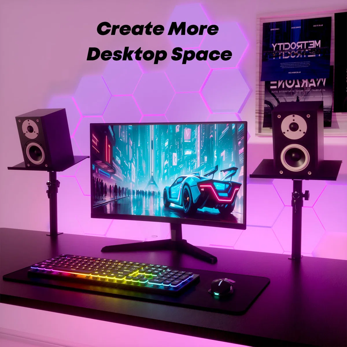 Coppia Supporto da Tavolo per Casse Monitor Studio Universale,Altezza e angolo di inclinazione regolabili,Supporto per altoparlanti con morsetto da scrivania,capacità di peso massimo:15kg/pc