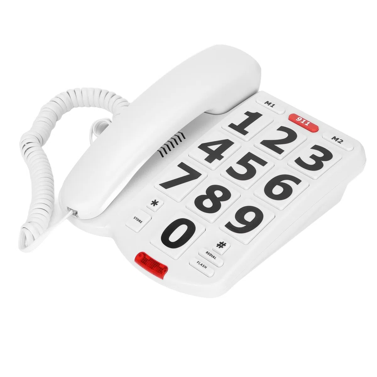 Dpofirs Telefono con Tasti Grandi, Telefono Fisso Cablato con Tasti Grandi per Anziani, Telefoni Amplificati per Anziani con Problemi di Udito, Telefono Standard con Cavo con Suonerie Ad Alto Volume