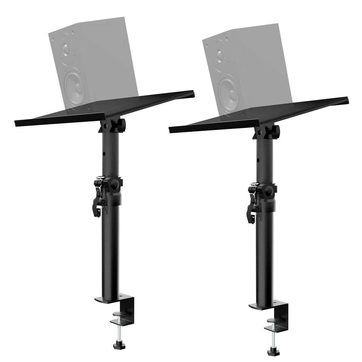 Coppia Supporto da Tavolo per Casse Monitor Studio Universale,Altezza e angolo di inclinazione regolabili,Supporto per altoparlanti con morsetto da scrivania,capacità di peso massimo:15kg/pc