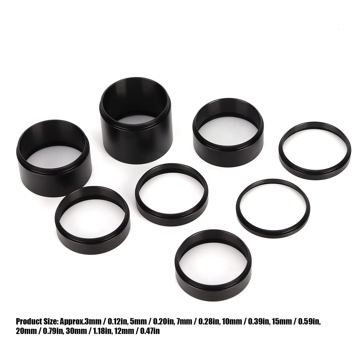 Kit Tubi di Prolunga da 8 Pezzi, Tubi di Prolunga per Lenti per Microscopio M42 X 0,75 Mm 3-30 Mm per Fotografia di Telescopi Astronomici