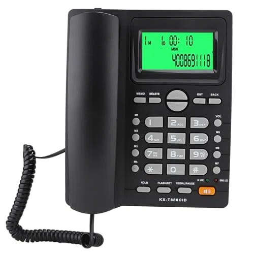KX T880C - Indicatore identificativo chiamante, telefono fisso senza batteria, funzione muto, telefono domestico da parete con segreteria telefonica e compatibilità BT
