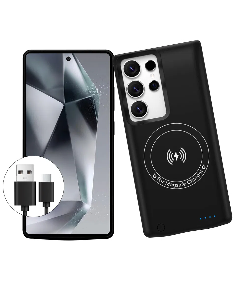 Cover Batteria per Samsung Galaxy S22 Ultra/Galaxy S23 Ultra 15000mAh,Cover Ricaricabile Custodia Batteria Wireless Ricarica Magnetismo Portatile Power Bank per Galaxy S22 Ultra