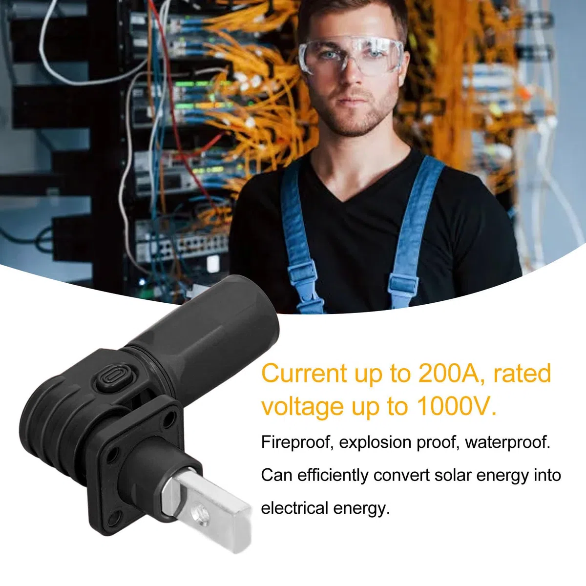 2Pz Connettore di stoccaggio della batteria di energia, Terminale a spina rapida M8 Connettore di alimentazione della batteria ad alta corrente impermeabile IP67 200A (BLACK)