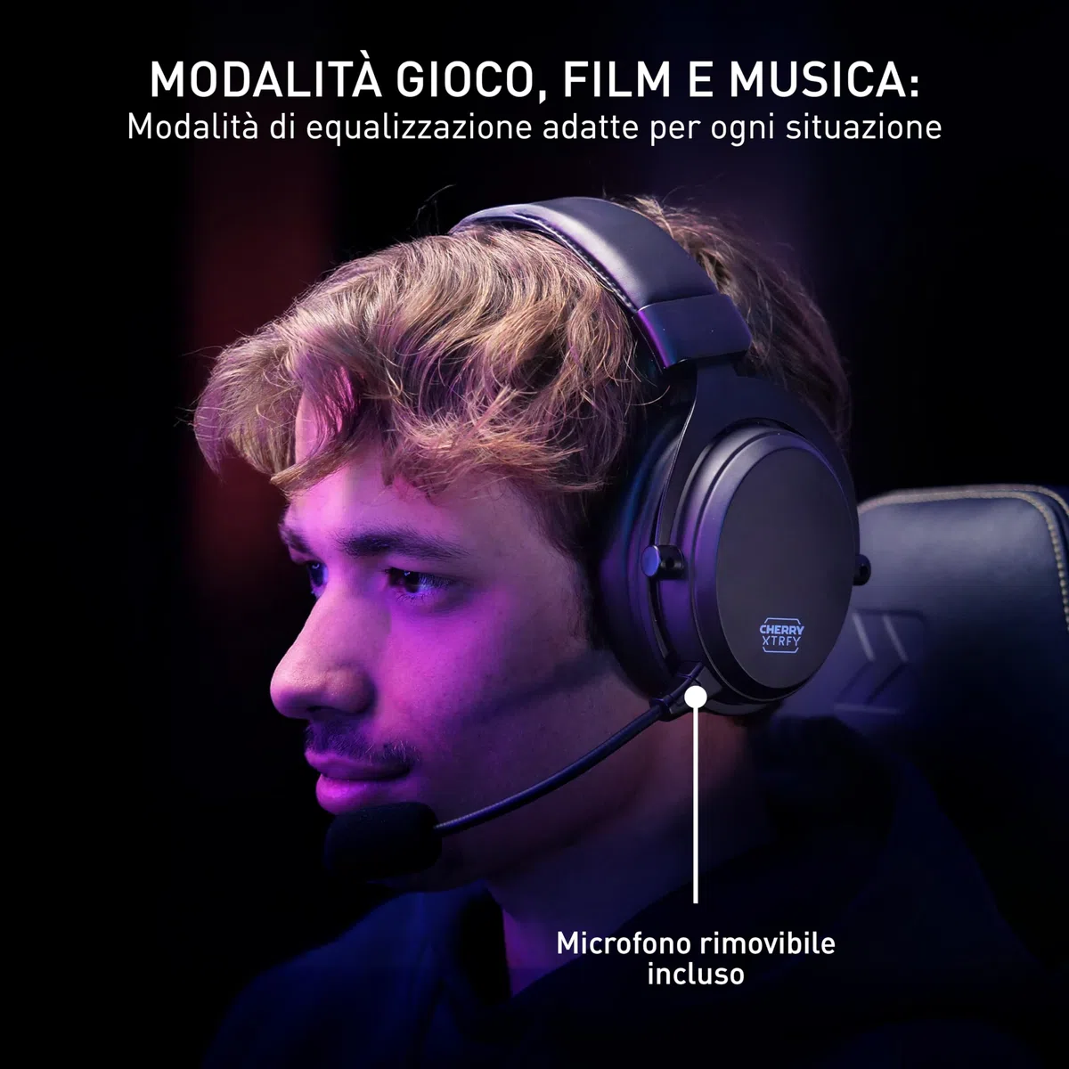 CHERRY XTRFY H3 Wireless, Cuffie Da Gaming Senza Fili, Suono Ottimizzato Per Gli Esports, Ideale Per Gioco, Streaming & Musica, Microfono Staccabile, Nero